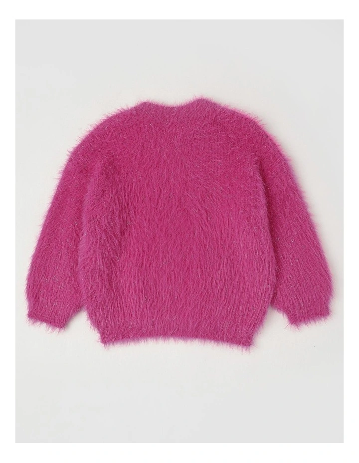 Knitted Fluffy Jumper in Fuschia image 4