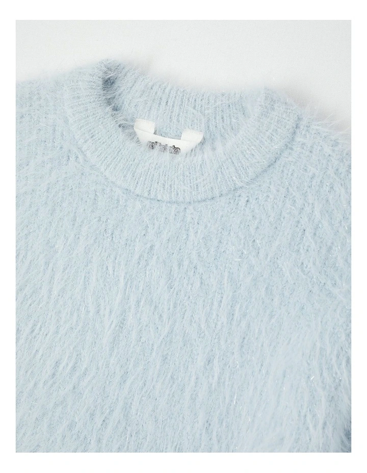 Knitted Fluffy Jumper in Light Blue image 2
