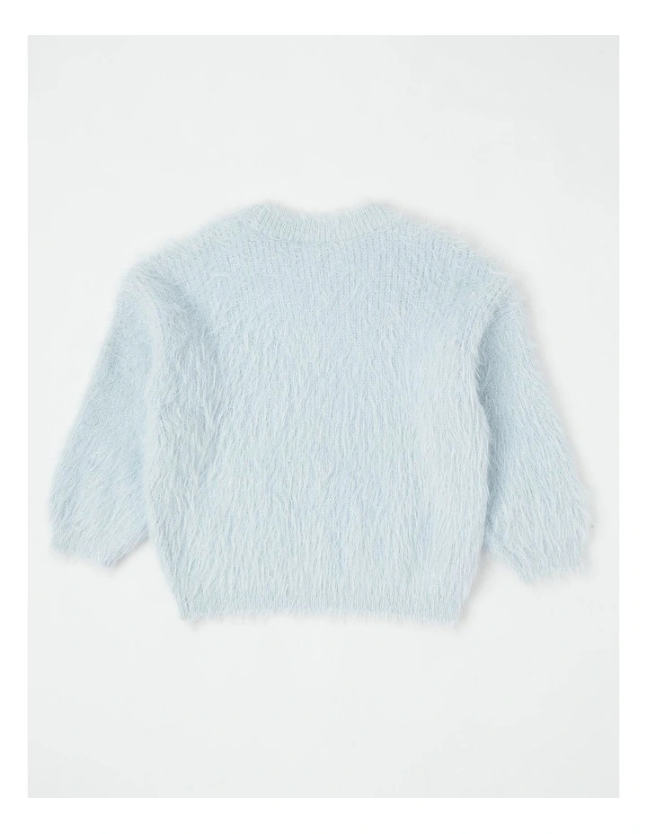 Knitted Fluffy Jumper in Light Blue image 3