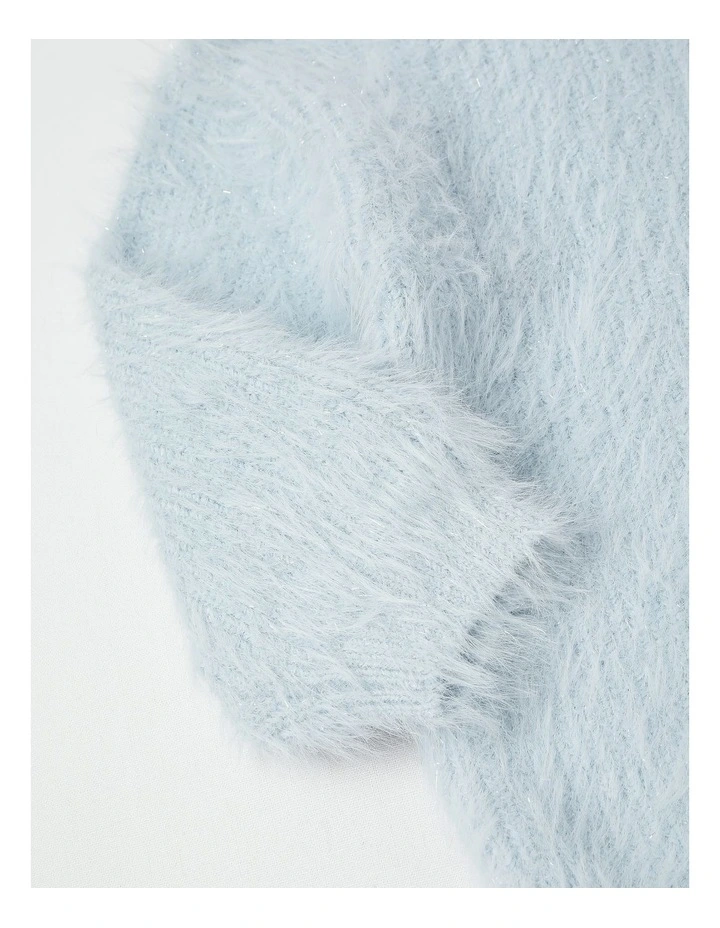 Knitted Fluffy Jumper in Light Blue image 4