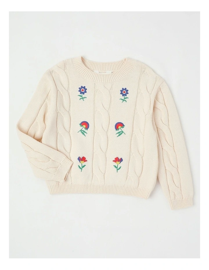 Cable Knit Jumper in Cream image 1