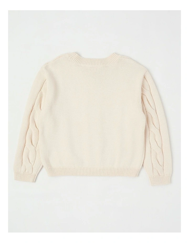 Cable Knit Jumper in Cream image 3