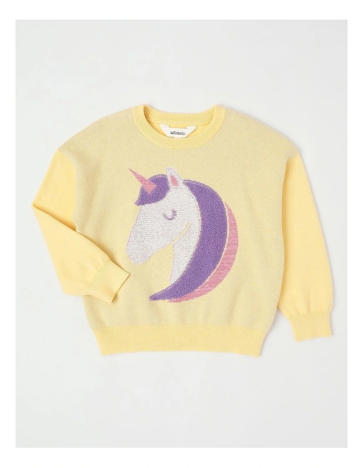 Jacquard Jumper in Unicorn Yellow image 1