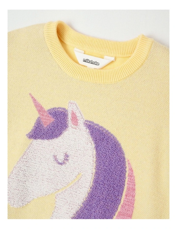 Jacquard Jumper in Unicorn Yellow image 2