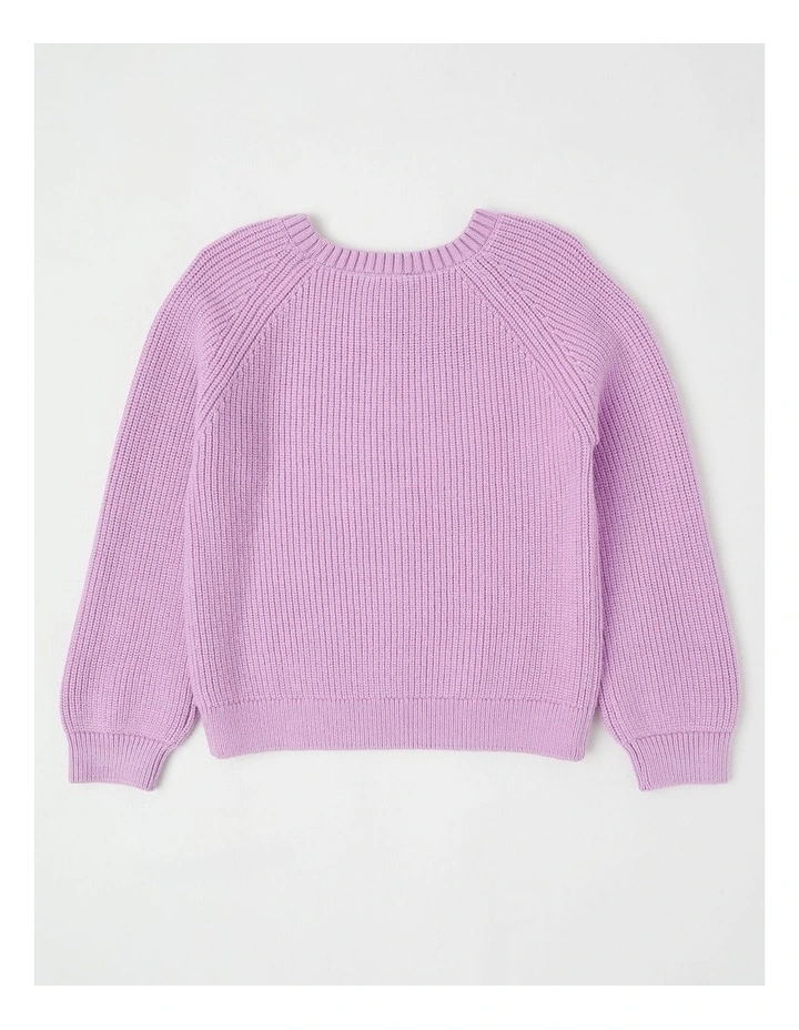 Long Sleeve Raglan Knit Jumper in Daisy Purple image 3