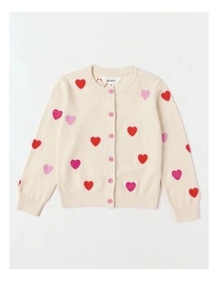 Long Sleeve Raglan Knit Jumper in Hearts Cream