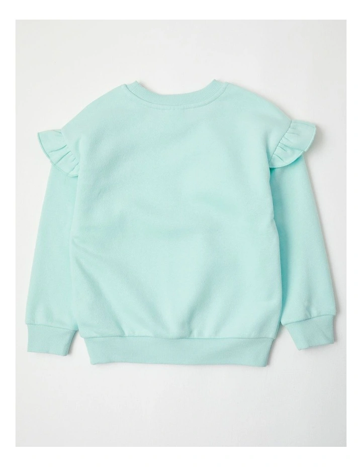 Essential Sequin Butterfly Hooded Sweat Top in Mint image 3