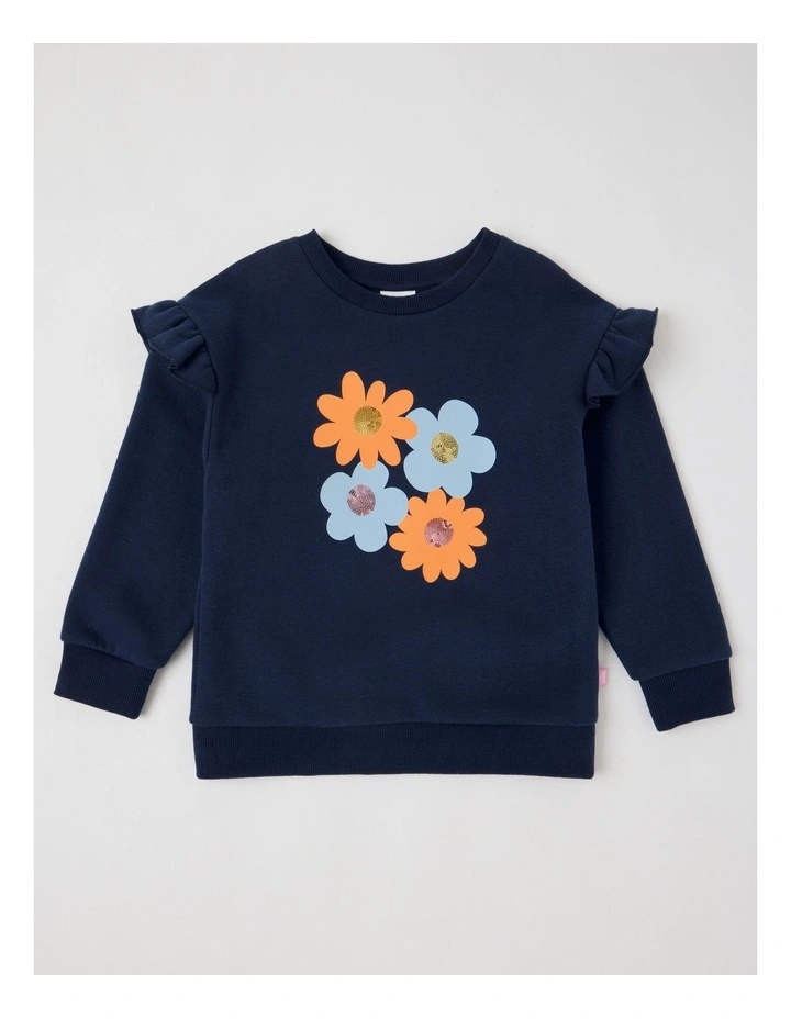 Essentials Crew Sweat in Flowers Navy image 1