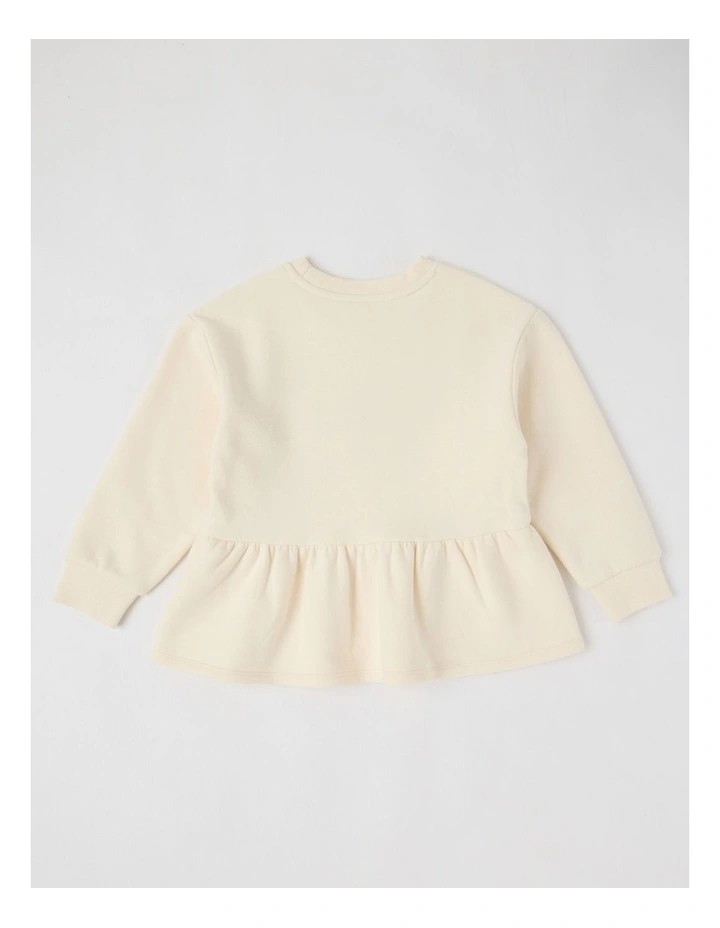 Zip Thru Hood with Ruffle and Sequin in Beige image 3