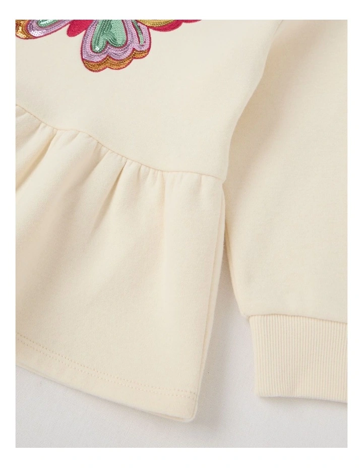 Zip Thru Hood with Ruffle and Sequin in Beige image 4