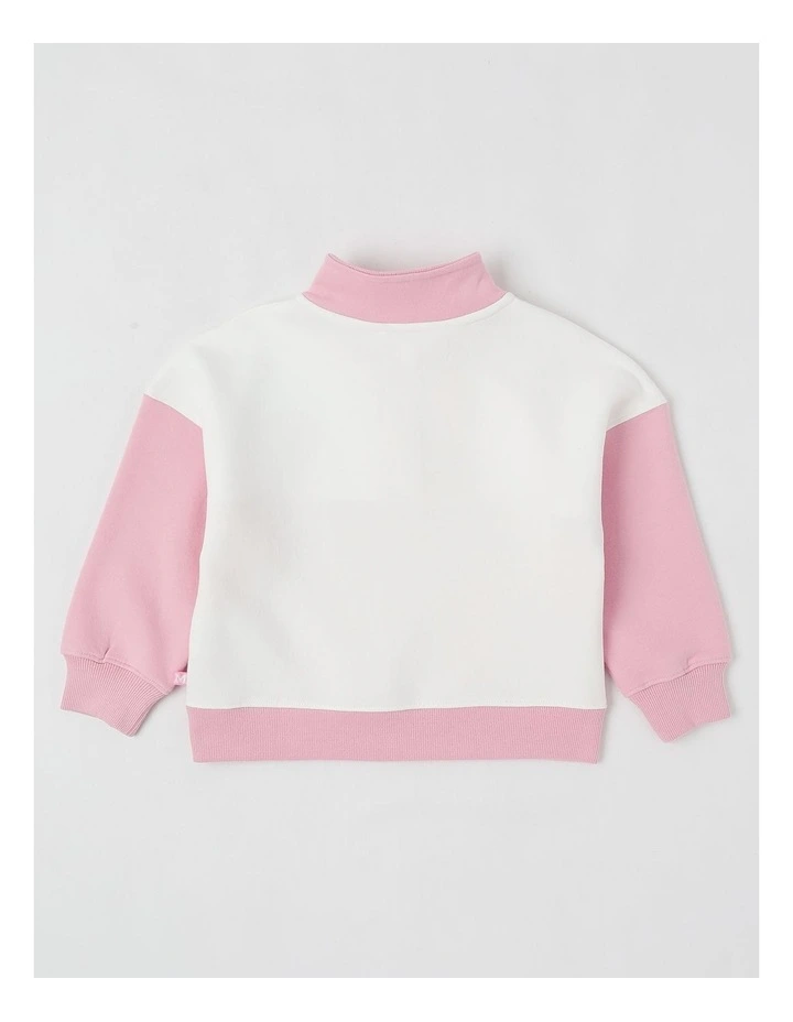 Long Sleeve 1/4 Zip Sweat in Pink image 3