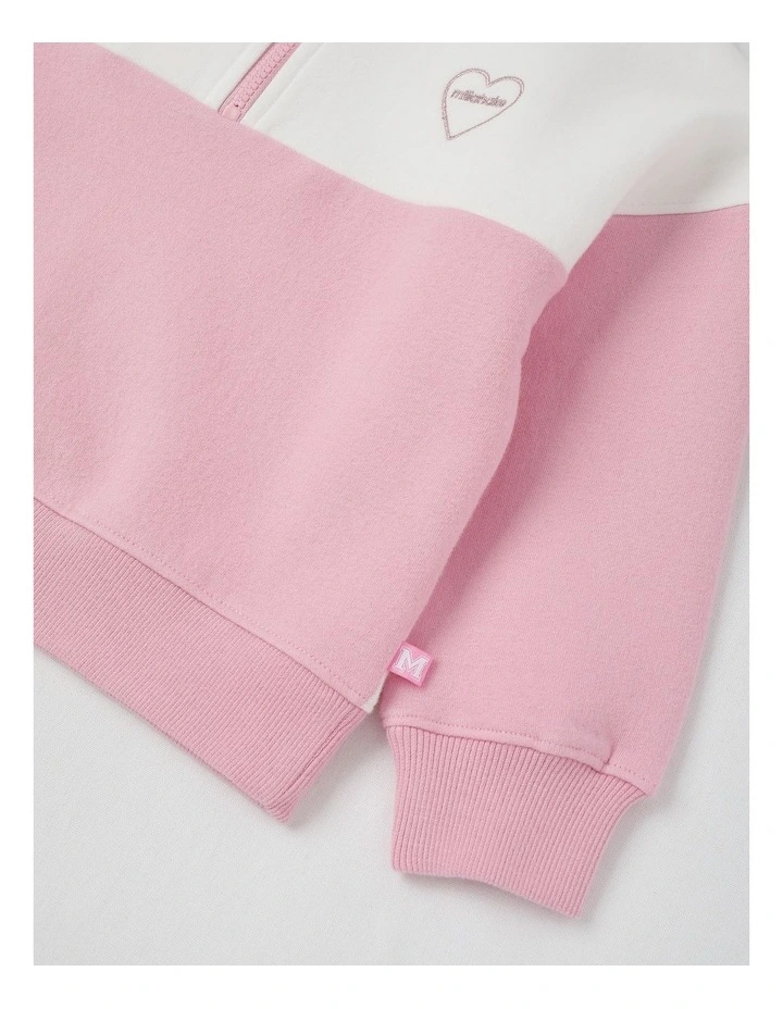 Long Sleeve 1/4 Zip Sweat in Pink image 4