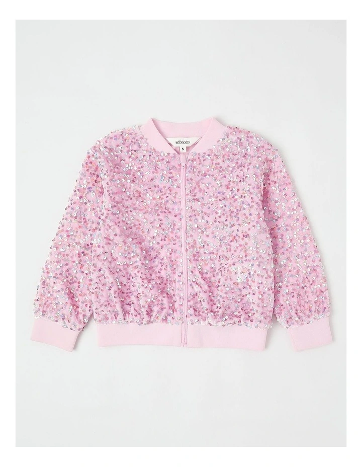Sequin Bomber in Pink image 1