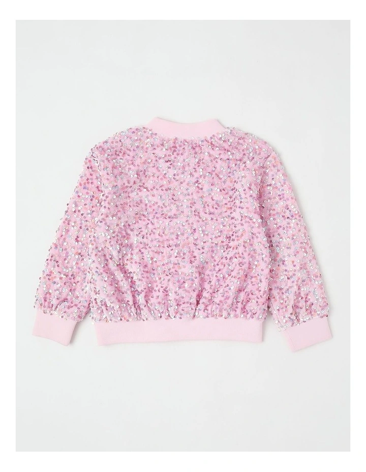 Sequin Bomber in Pink image 3