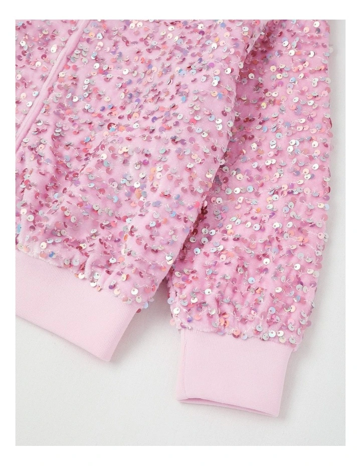 Sequin Bomber in Pink image 4