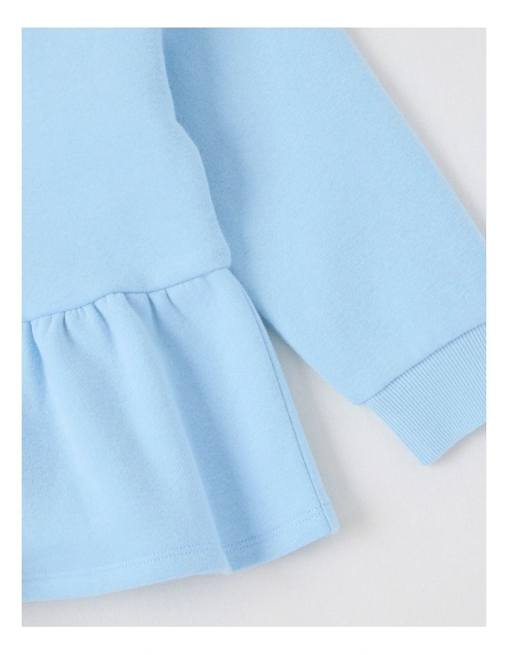 Peplum Hem Sweat Top with Applique in Floral Light Blue image 4