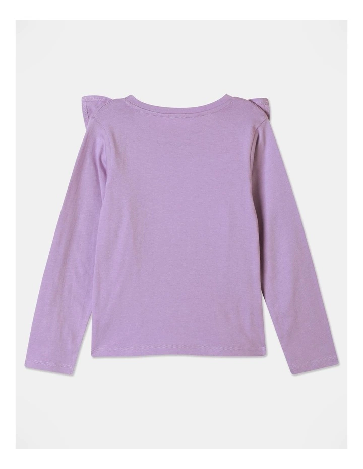 Heart Flip Sequin And Frill Shoulder Top in Lavender image 3