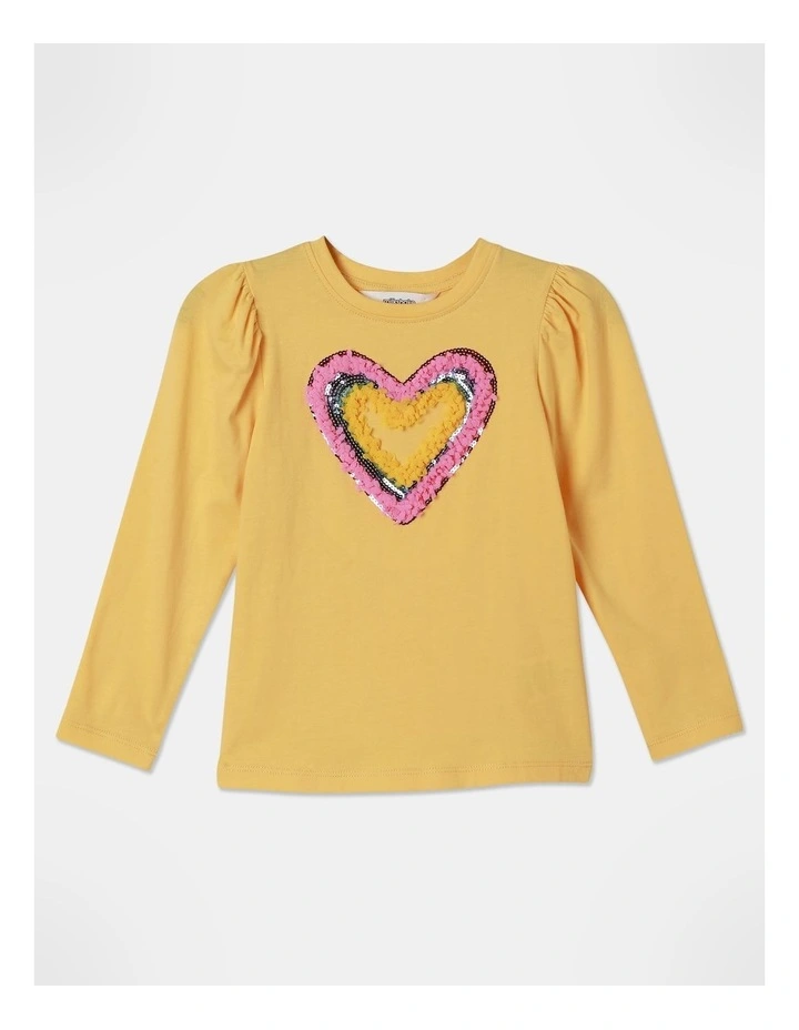 Heart Sequin Top (3-8 Years) in Yellow image 1