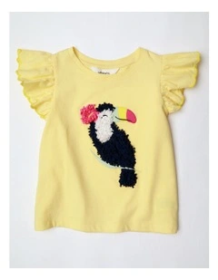 Scallop Sleeve Graphic Top in Yellow