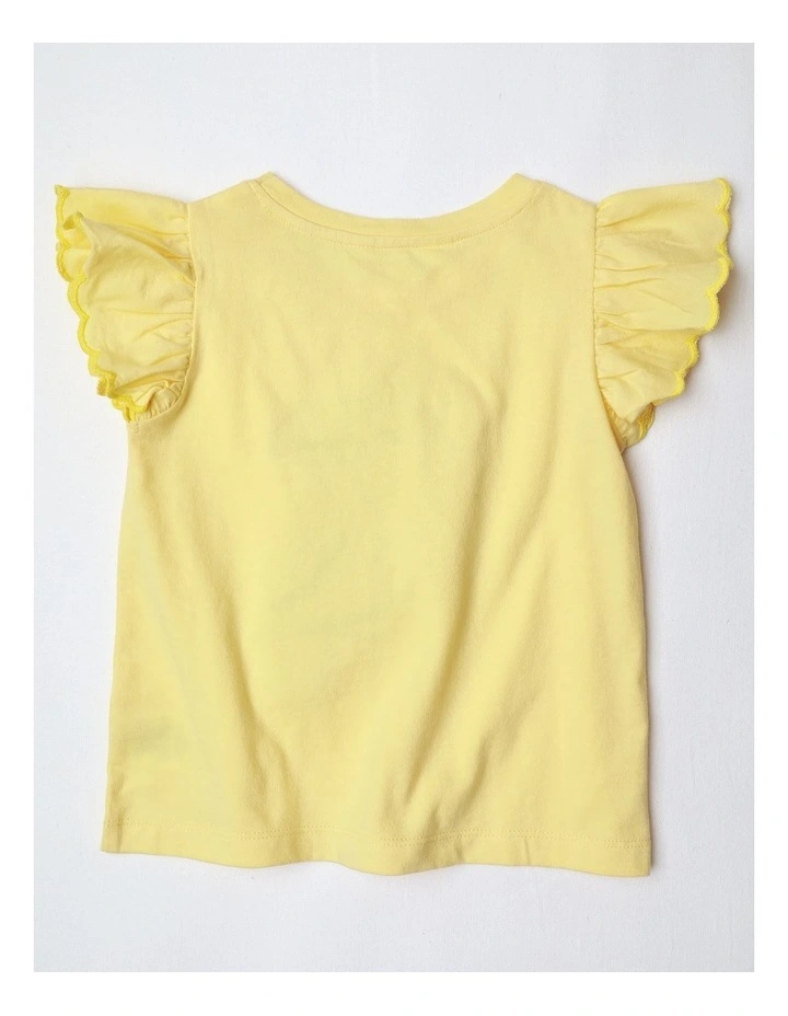 Scallop Sleeve Graphic Top in Yellow image 3
