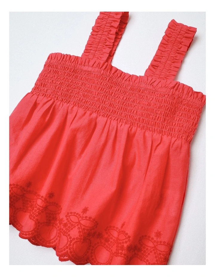 Shirred Peplum Cherry Top in Red image 2