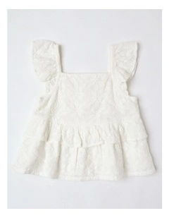 Flutter Sleeve Peplum Top in White