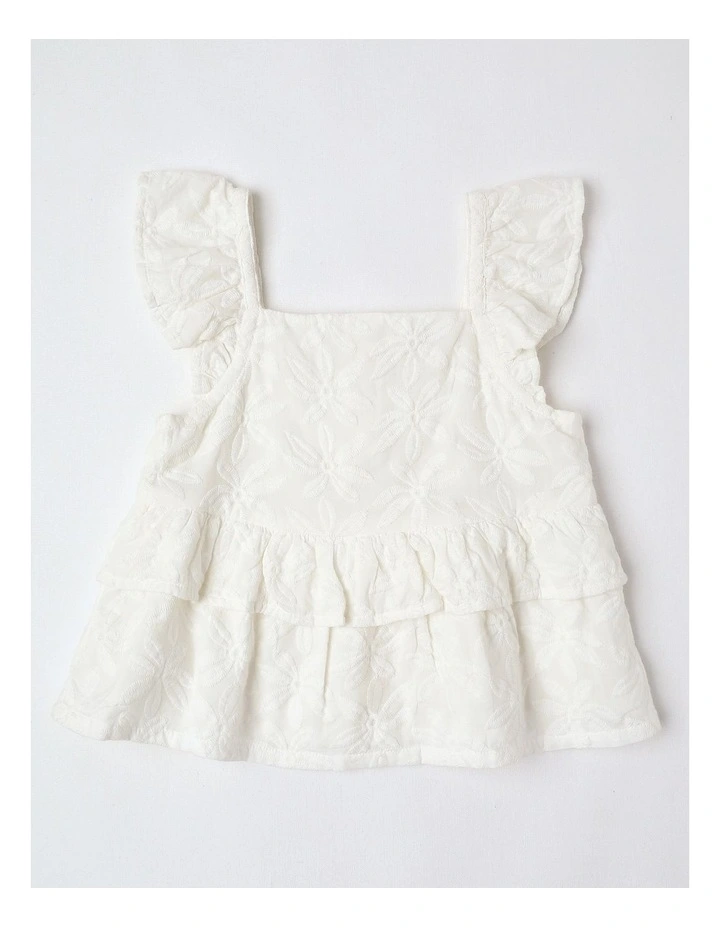 Flutter Sleeve Peplum Top in White image 1