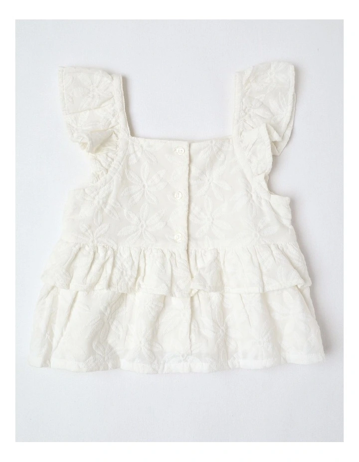 Flutter Sleeve Peplum Top in White image 3