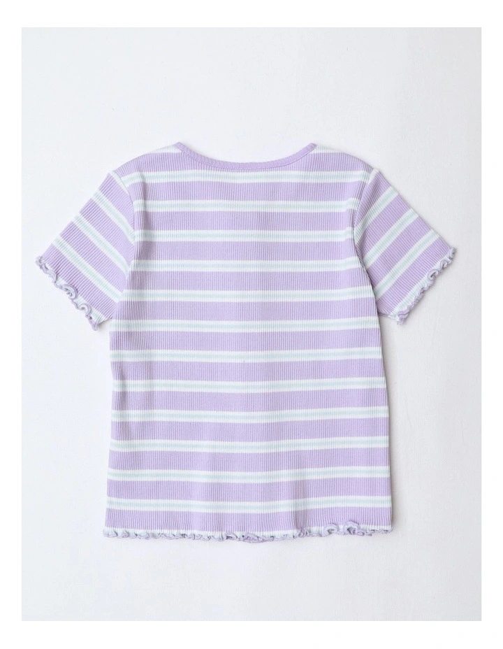 Stripe T-Shirt with Placket in Lilac image 3