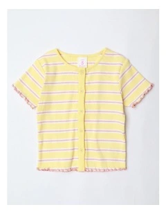 Stripe T-Shirt with Placket in Yellow