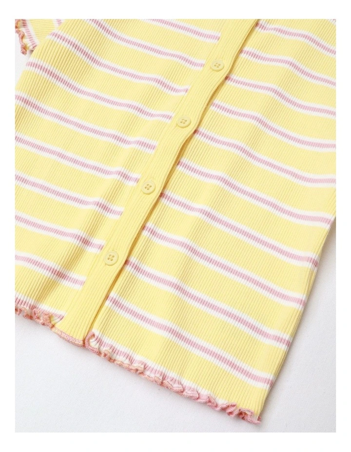 Stripe T-Shirt with Placket in Yellow image 2