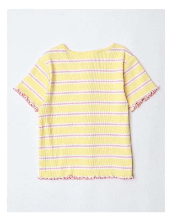 Stripe T-Shirt with Placket in Yellow image 3