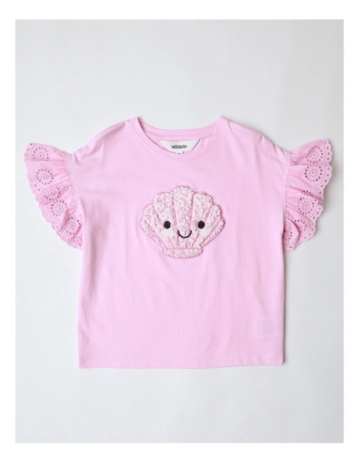 Frill Sleeve Tank with Applique in Light Pink image 1