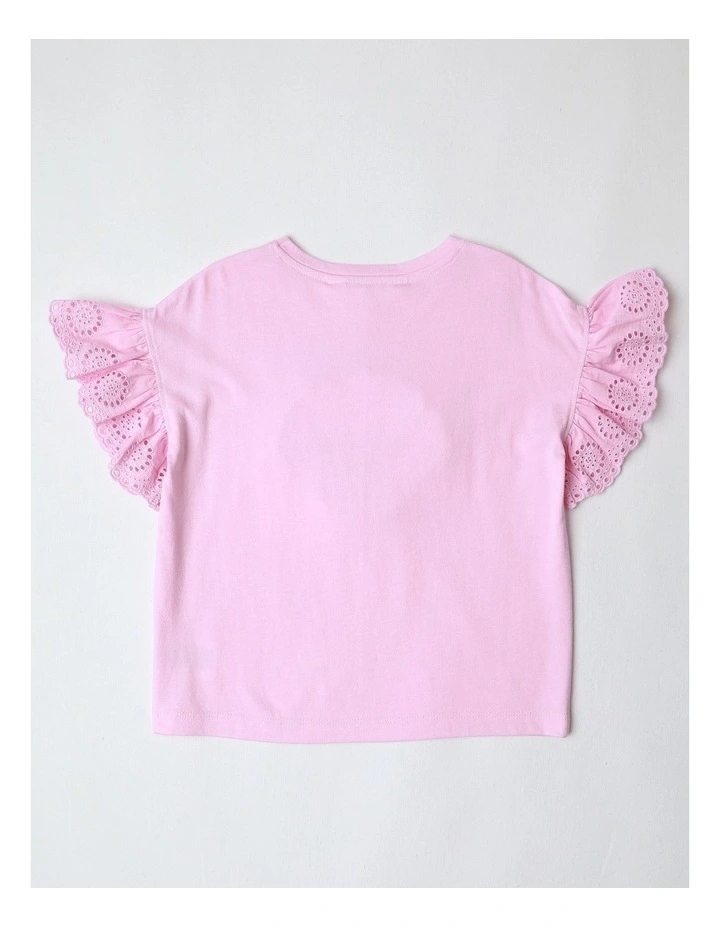 Frill Sleeve Tank with Applique in Light Pink image 3
