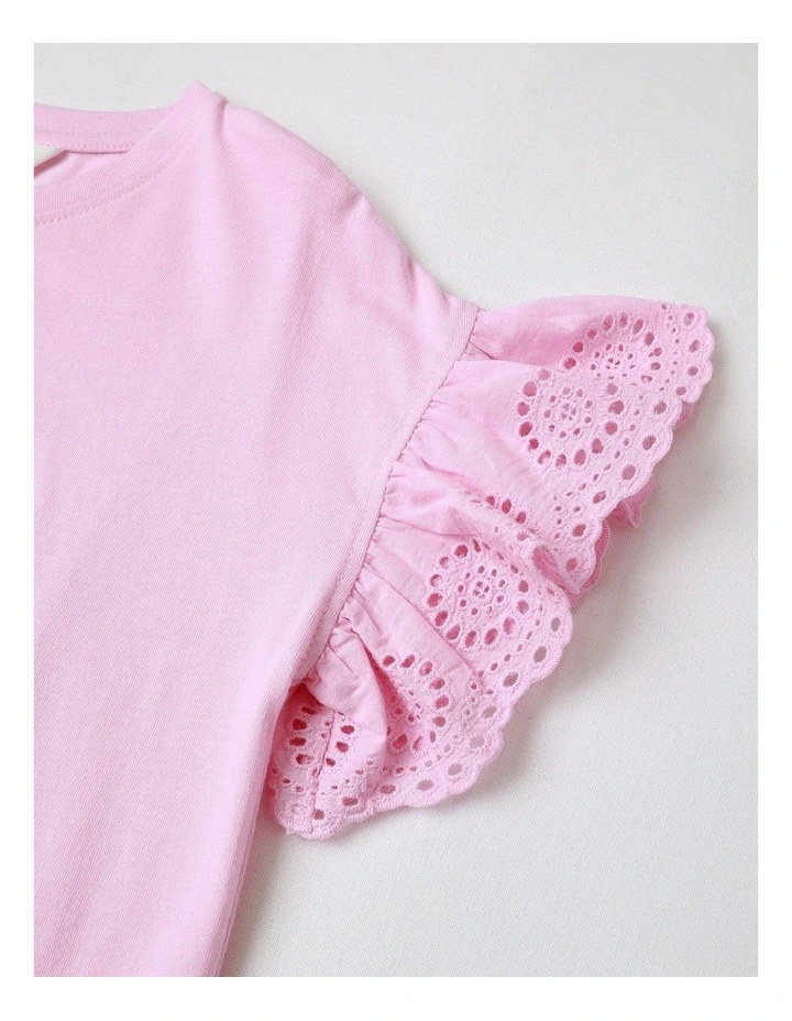 Frill Sleeve Tank with Applique in Light Pink image 4