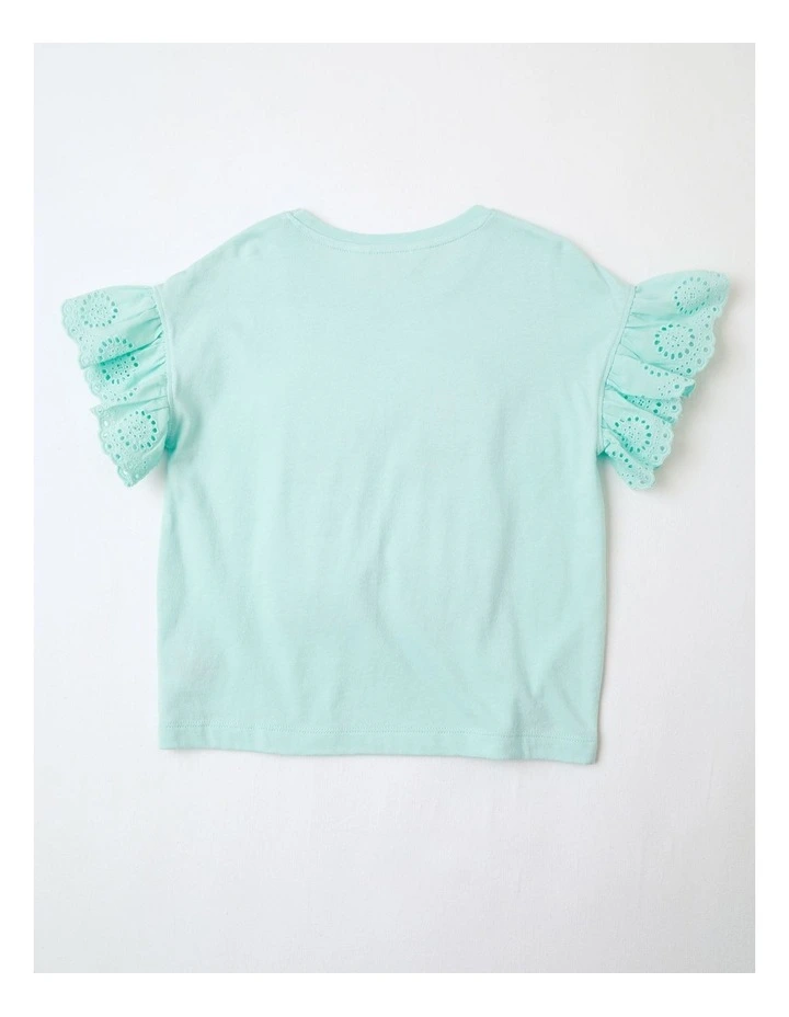 Frill Sleeve Tank with Applique in Mint image 3