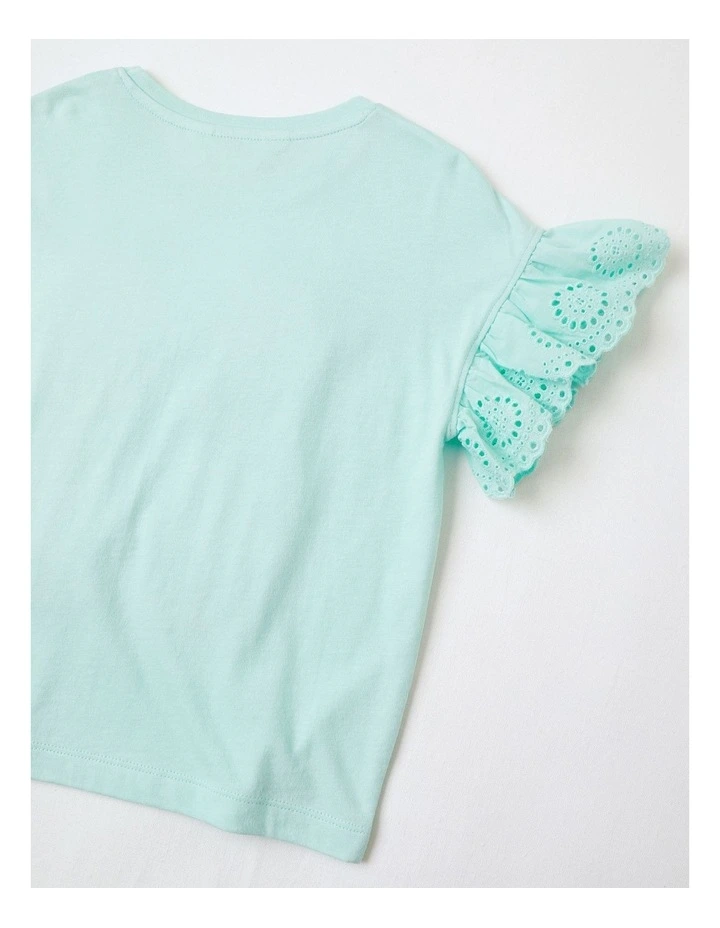 Frill Sleeve Tank with Applique in Mint image 4