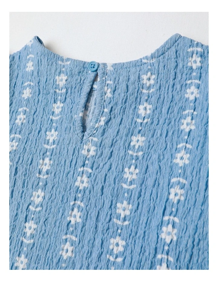Puff Sleeve Floral Top in Blue image 4