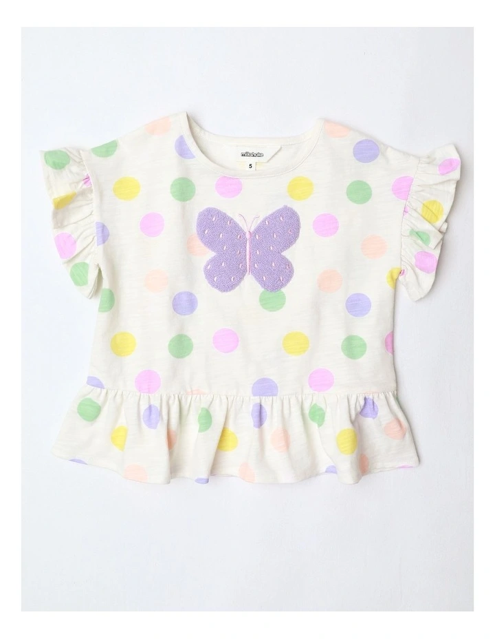 Boucle Graphic Peplum Top in White image 1