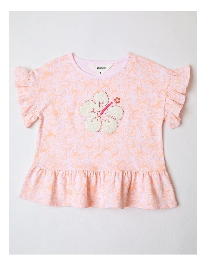 Boucle Graphic Peplum Top in Light Pink image 1