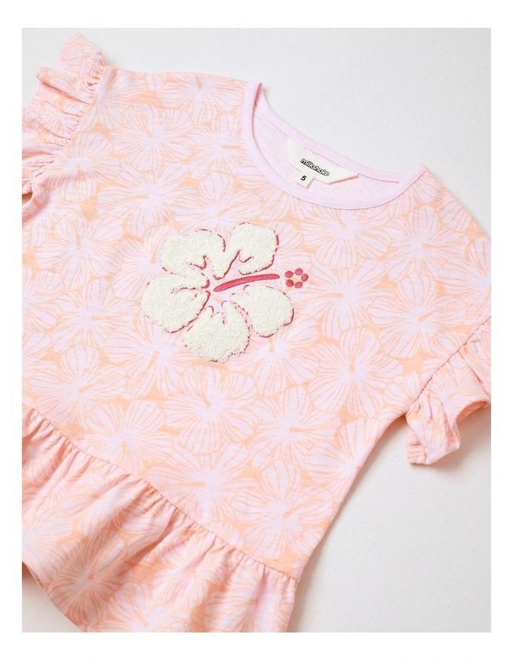 Boucle Graphic Peplum Top in Light Pink image 3