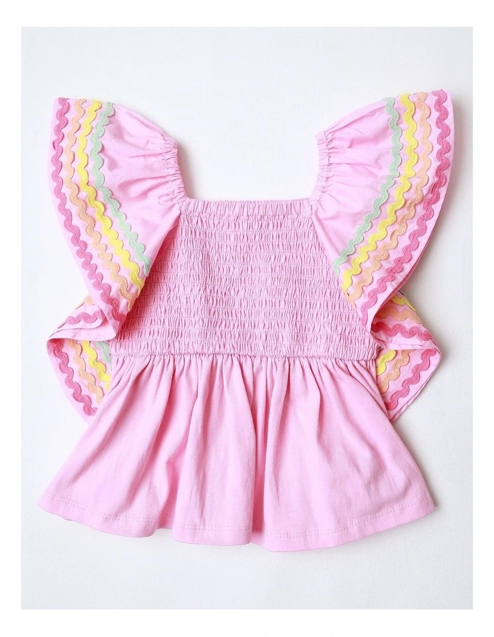 Smocked Top in Pink image 1