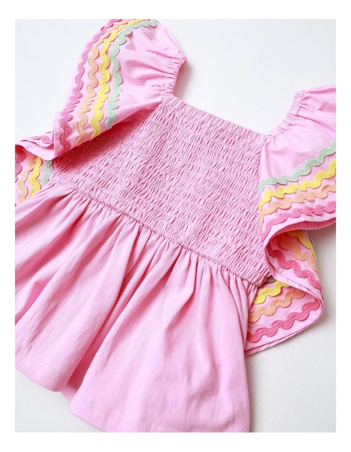 Smocked Top in Pink image 2