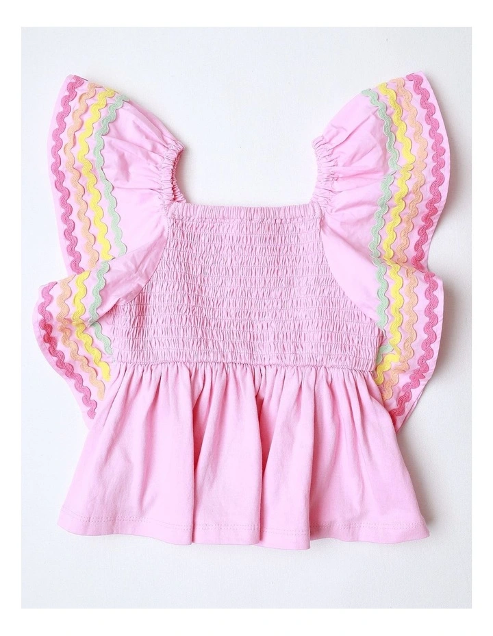 Smocked Top in Pink image 3