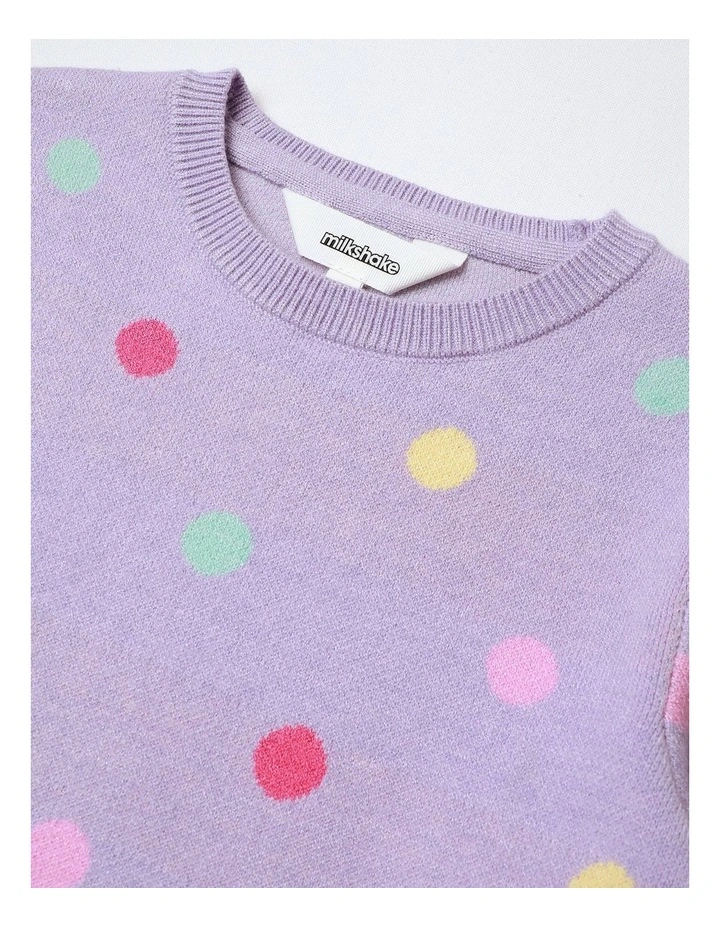 Polka Dot Knit Top in Lilac image 2