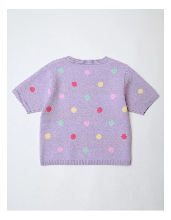 Polka Dot Knit Top in Lilac image 3