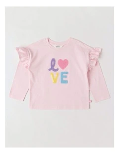 Long Sleeve Frill Top in Pink