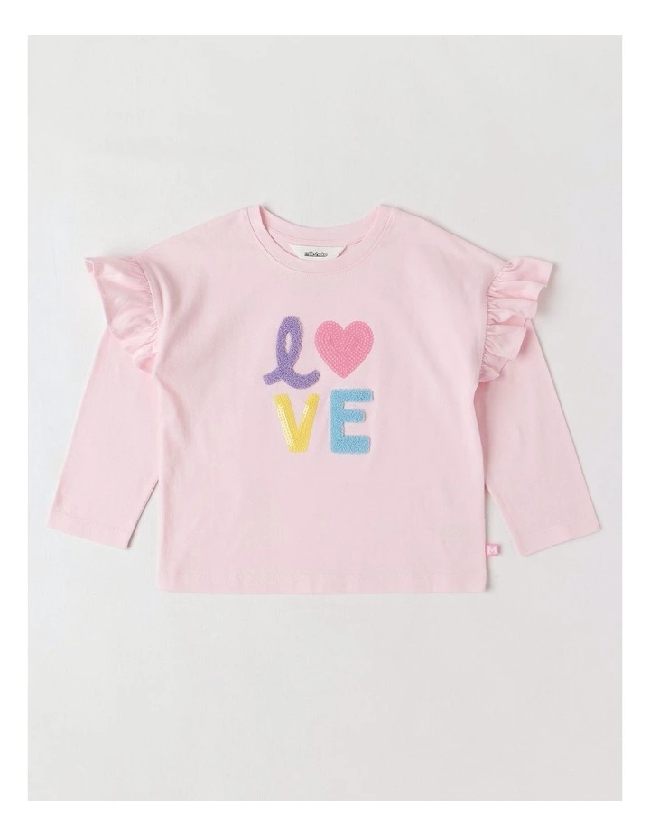 Long Sleeve Frill Top in Pink image 1