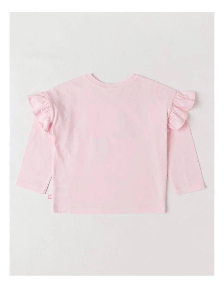 Long Sleeve Frill Top in Pink image 3