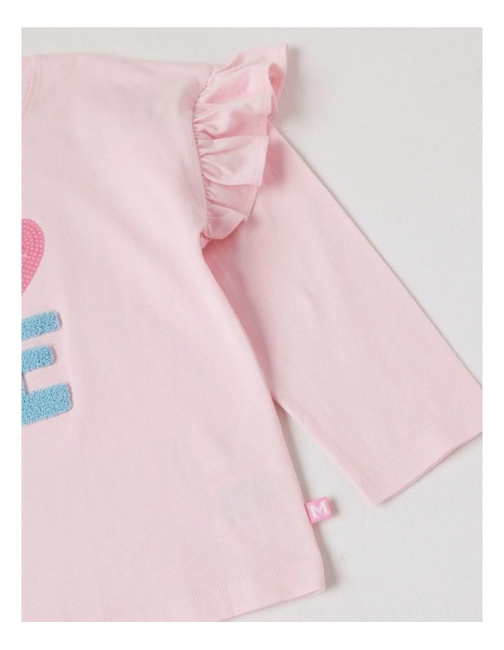 Long Sleeve Frill Top in Pink image 4